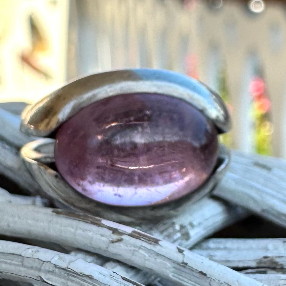Sterling Silver Ring with Tourmaline Cabochon